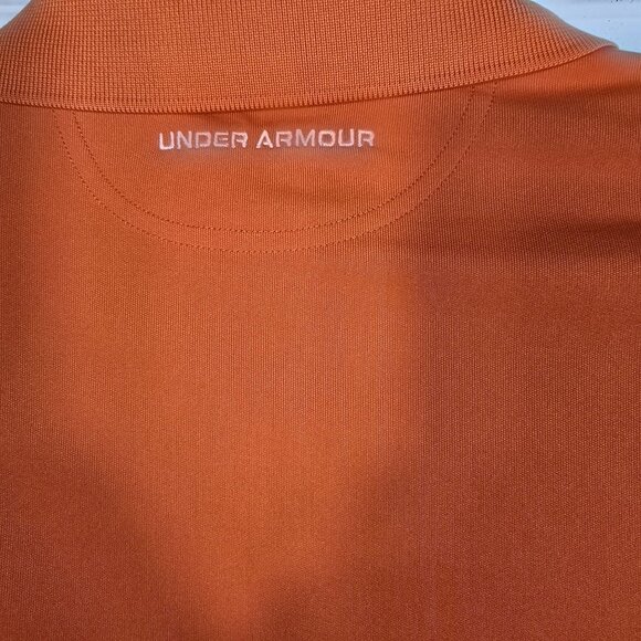Under Armour Loose Heat Gear Polo Shirt‎ XL Men's Orange Short Sleeve - Picture 7 of 9